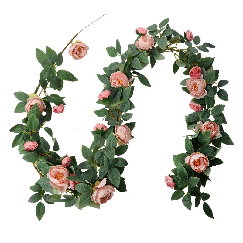 6PL0322 Fleur artificielle Guirlande 150 cm Rose Vert Plastique Roses