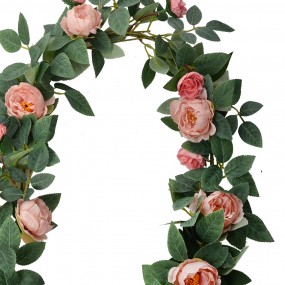 26PL0322 Artificial Flower Garland 150 cm Pink Green Plastic Roses