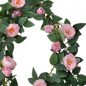 26PL0323 Artificial Flower Garland 180 cm Pink Green Plastic Roses