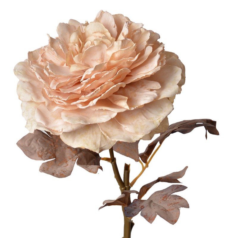 6PL0334 Fleur artificielle Rose 60 cm Rose Cuir artificiel Métallique