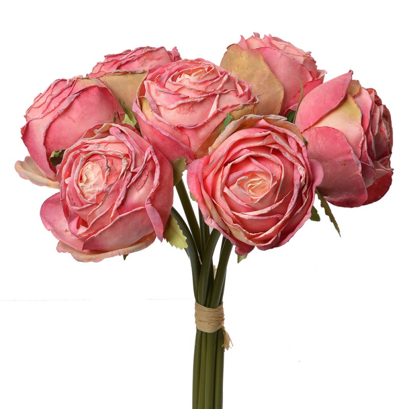 6PL0336P Artificial Flower 34 cm Pink Plastic Roses