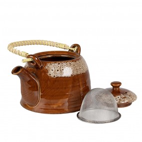 26CETE0140 Theepot met Filter  750 ml Bruin Wit Keramiek Theekan