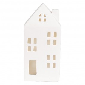 26CE1792 Decoratie Huis met LED 7x6x15 cm Wit Porselein