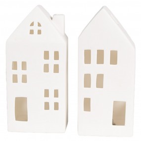 26CE1792 Décorative Maison avec LED 7x6x15 cm Blanc Porcelaine