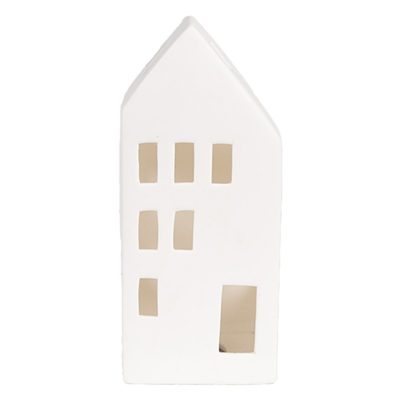 6CE1793 Décorative Maison avec LED 7x6x15 cm Blanc Porcelaine