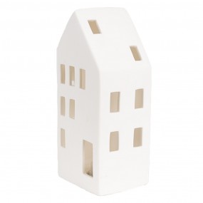 26CE1793 Decorativa Casa con LED 7x6x15 cm Bianco Porcellana