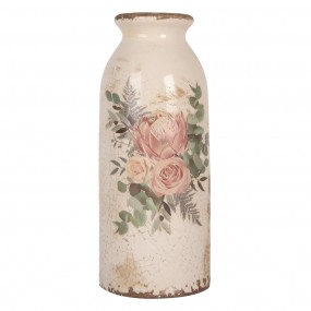 26CE1980L Vaso  Ø 8x20 cm Beige Ceramica Fiori