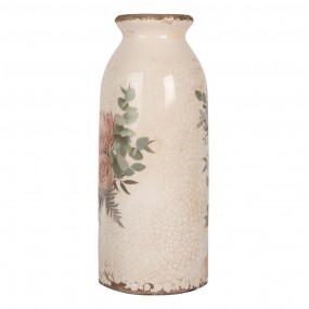 26CE1980L Vase Ø 8x20 cm Beige Ceramic Flowers