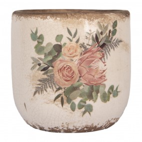 26CE1981M Fioriera Ø 14x13 cm Beige Ceramica Fiori