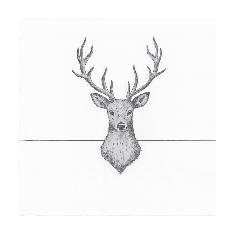 73089 Napkins Paper Set of 20 33x33 cm White Deer