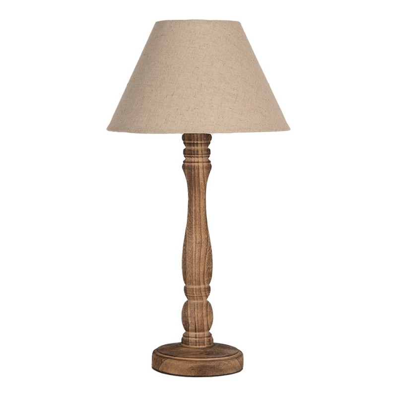 6LMC0105 Table Lamp Ø 26x50 cm Brown Wood Desk Lamp