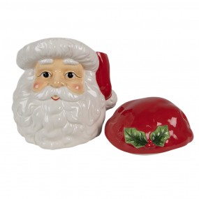 26CE1847 Storage Jar Lid Santa Claus 19x18x22 cm White Red Ceramic