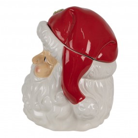 26CE1847 Storage Jar Lid Santa Claus 19x18x22 cm White Red Ceramic