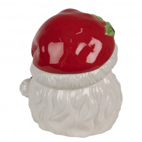 26CE1847 Storage Jar Lid Santa Claus 19x18x22 cm White Red Ceramic