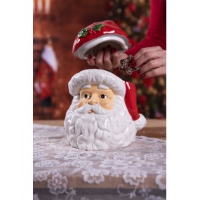 26CE1847 Storage Jar Lid Santa Claus 19x18x22 cm White Red Ceramic