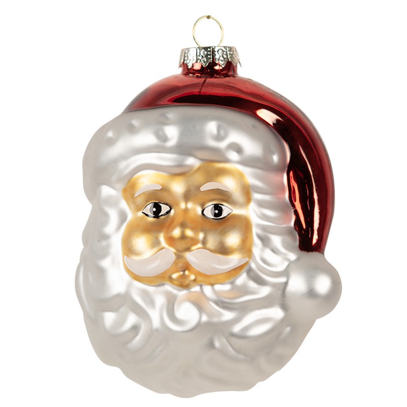 6GL4612 Ornamento Natalizio Babbo Natale  9x8x11 cm Bianco Rosso  Vetro Decorazioni Albero Natale