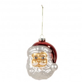 26GL4612 Ornement de Noël Père Noël 9x8x11 cm Blanc Rouge Verre Décorations d'arbre de Noël