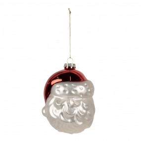 26GL4612 Ornamento Natalizio Babbo Natale  9x8x11 cm Bianco Rosso  Vetro Decorazioni Albero Natale