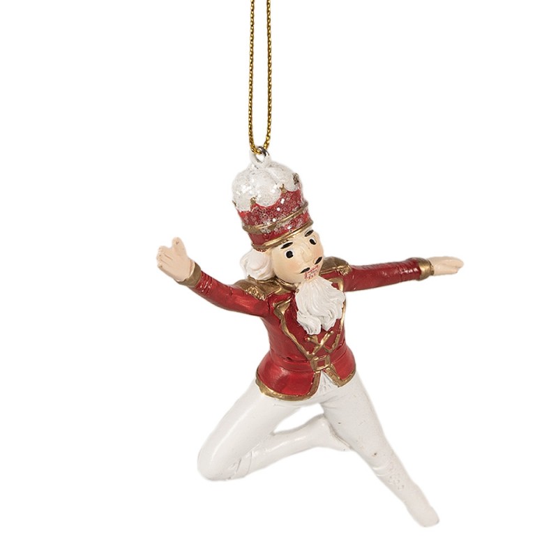 6PR3981 Ornamento Natalizio Schiaccianoci 11 cm Rosso Bianco  Poliresina Decorazioni Albero Natale