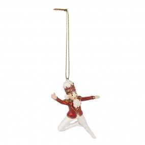 26PR3981 Ornamento Natalizio Schiaccianoci 11 cm Rosso Bianco  Poliresina Decorazioni Albero Natale