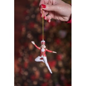 26PR3981 Ornement de Noël Casse-noisette 11 cm Rouge Blanc Polyrésine Décorations d'arbre de Noël