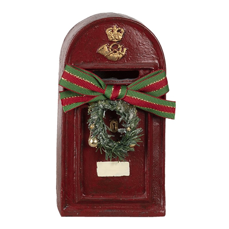 6PR4748 Beeld Brievenbus 8x6x15 cm Rood Polyresin Kerstdecoratie