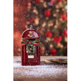 26PR4748 Beeld Brievenbus 8x6x15 cm Rood Polyresin Kerstdecoratie