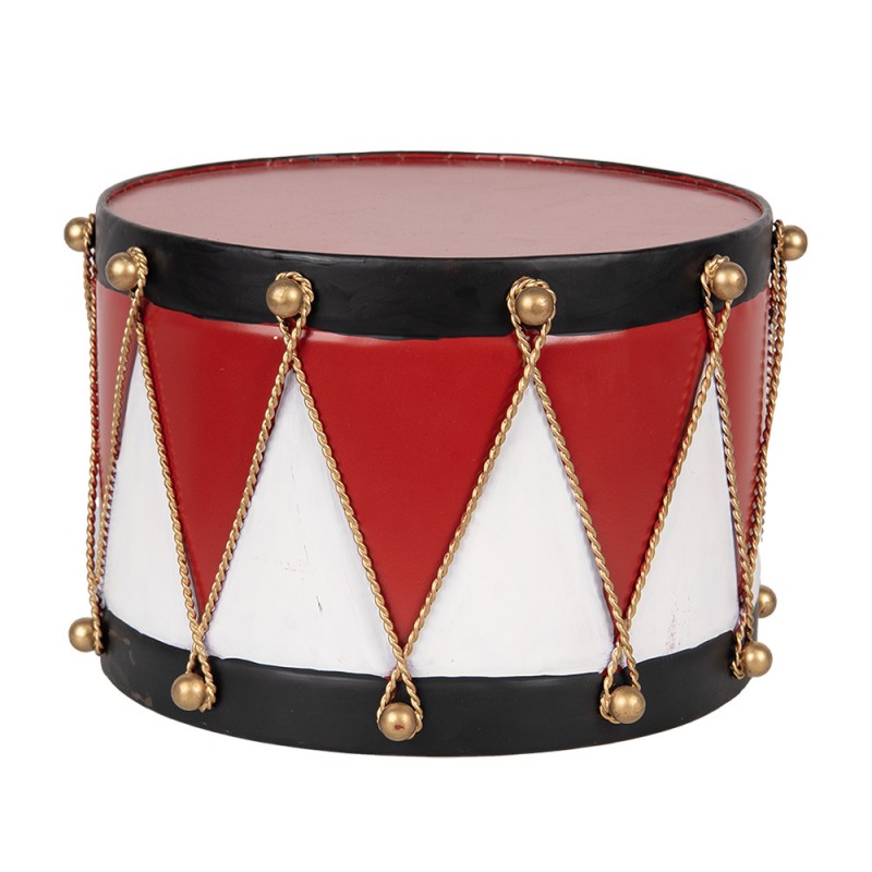 6Y5631 Christmas Decoration Drum 27x27x17 Red White Metal