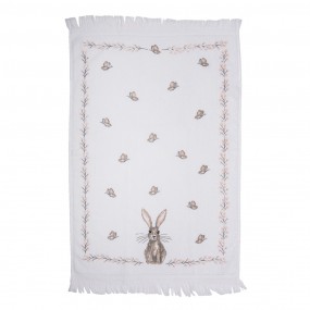 2CTREB1 Serviette invité 40x66 cm Blanc Marron Coton Lapin Serviette de toilette