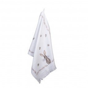 2CTREB1 Serviette invité 40x66 cm Blanc Marron Coton Lapin Serviette de toilette