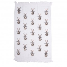 2CTREB2 Serviette invité 40x66 cm Blanc Marron Coton Lapin Serviette de toilette