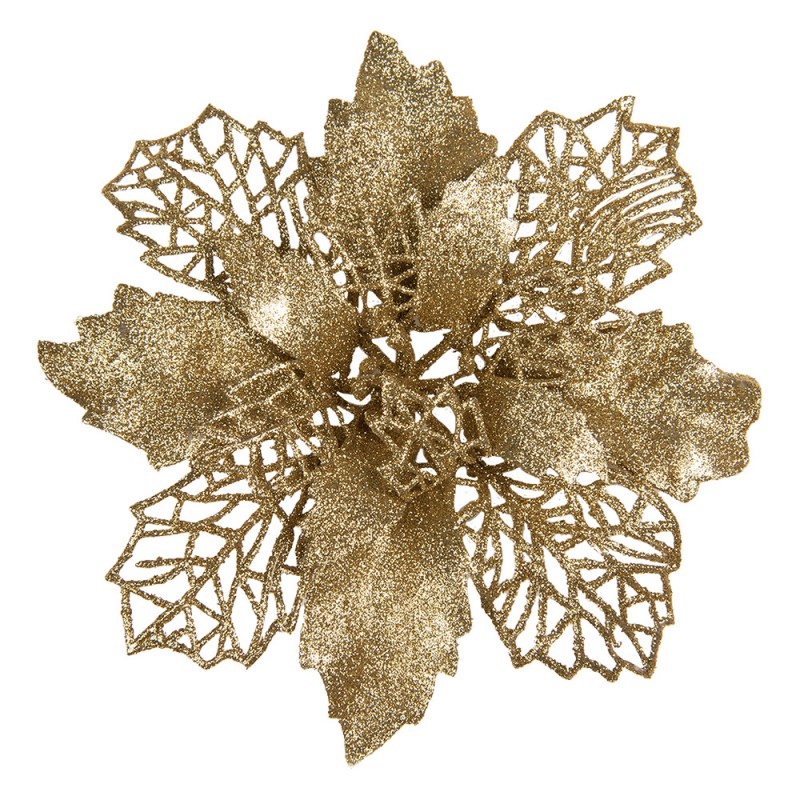 65778GO Artificial Plant Poinsettia Ø 22x5 cm Gold colored Plastic