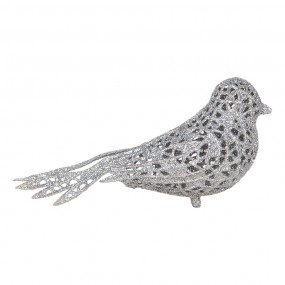 265780 Ornement de Noël Oiseau 16x6x6 cm Couleur argent Plastique