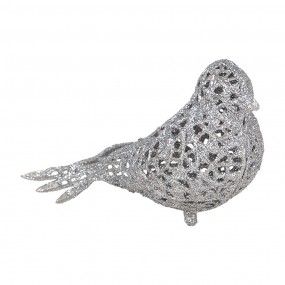 265780 Ornement de Noël Oiseau 16x6x6 cm Couleur argent Plastique