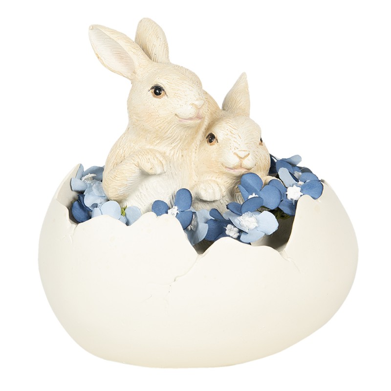 6PR3123 Figurine Rabbit 14x10x14 cm White Polyresin Oval Home Accessories