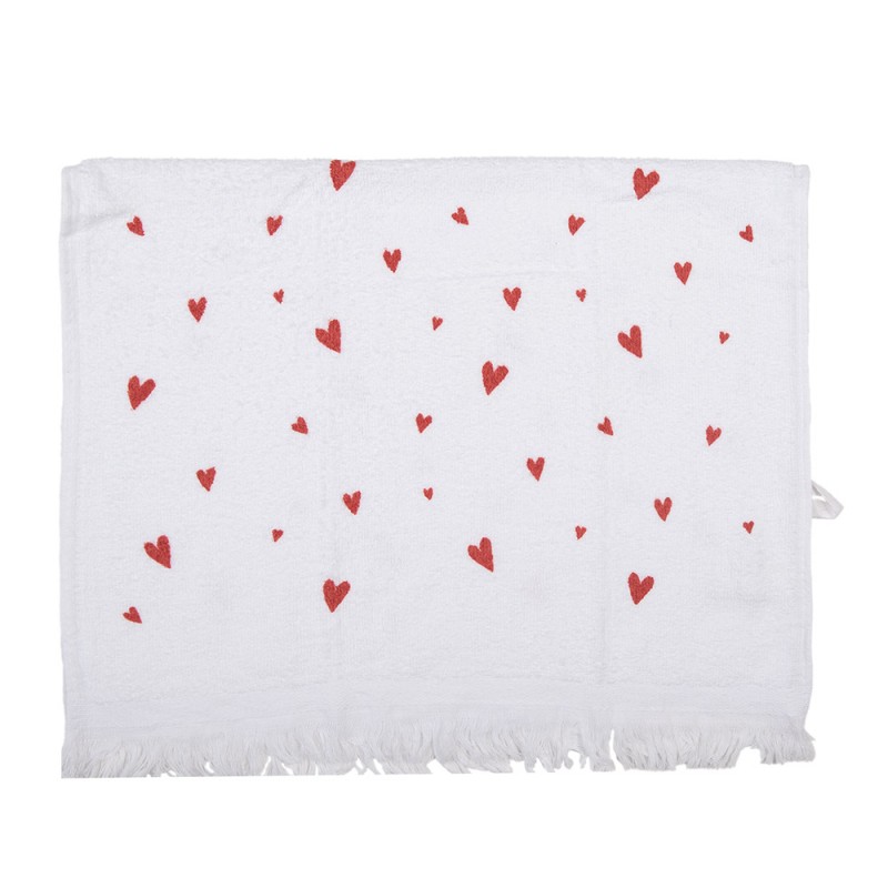 CTFAS-1 Serviette invité 40x66 cm Blanc Rouge Coton Coeurs