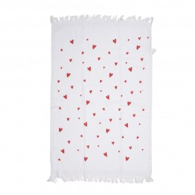 2CTFAS-1 Asciugamano per ospiti 40x66 cm Bianco Rosso  Cotone Cuoricini