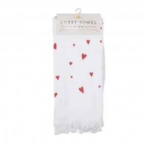 2CTFAS-1 Guest Towel 40x66 cm White Red Cotton Hearts