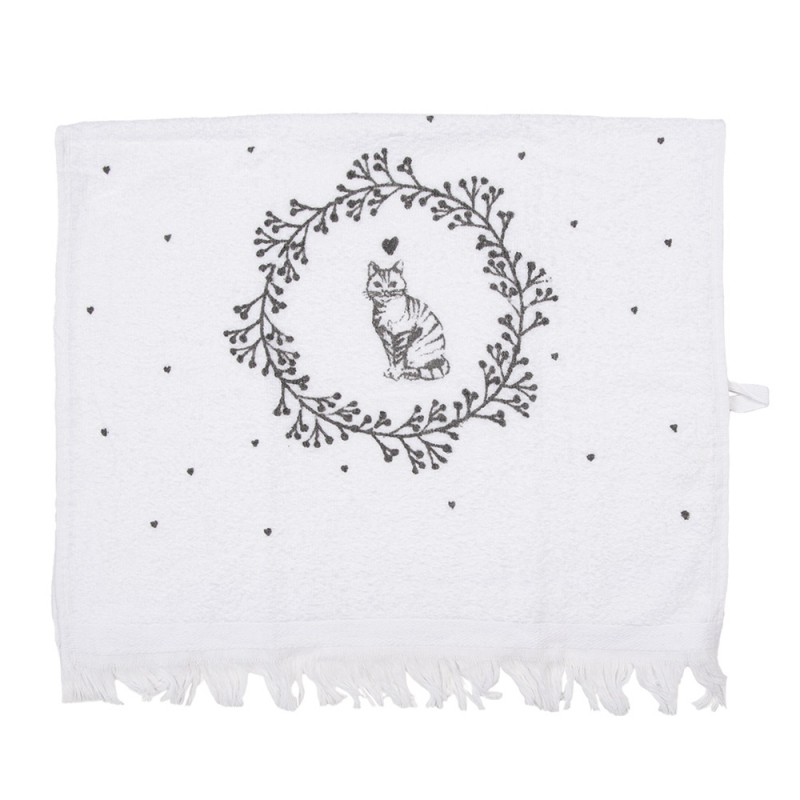 CTLGC-1 Serviette invité 40x66 cm Blanc Coton Chat