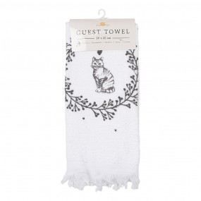 2CTLGC-1 Serviette invité 40x66 cm Blanc Coton Chat