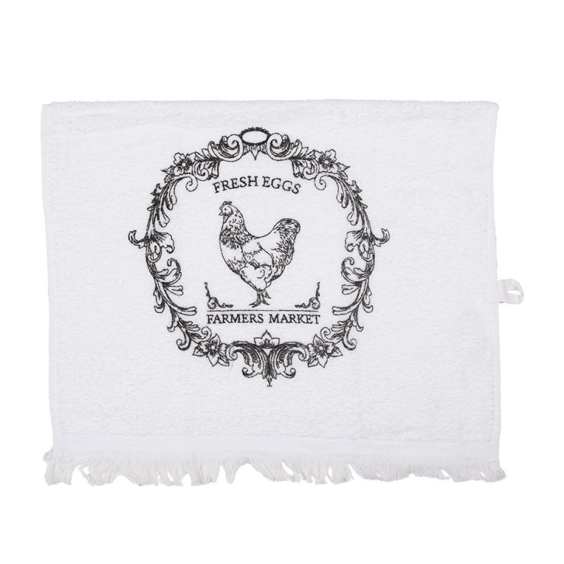 CTRFL Serviette invité 40x66 cm Blanc Coton Coq