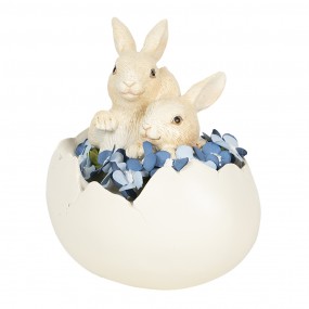 26PR3123 Figurine Rabbit 14x10x14 cm White Polyresin Oval Home Accessories