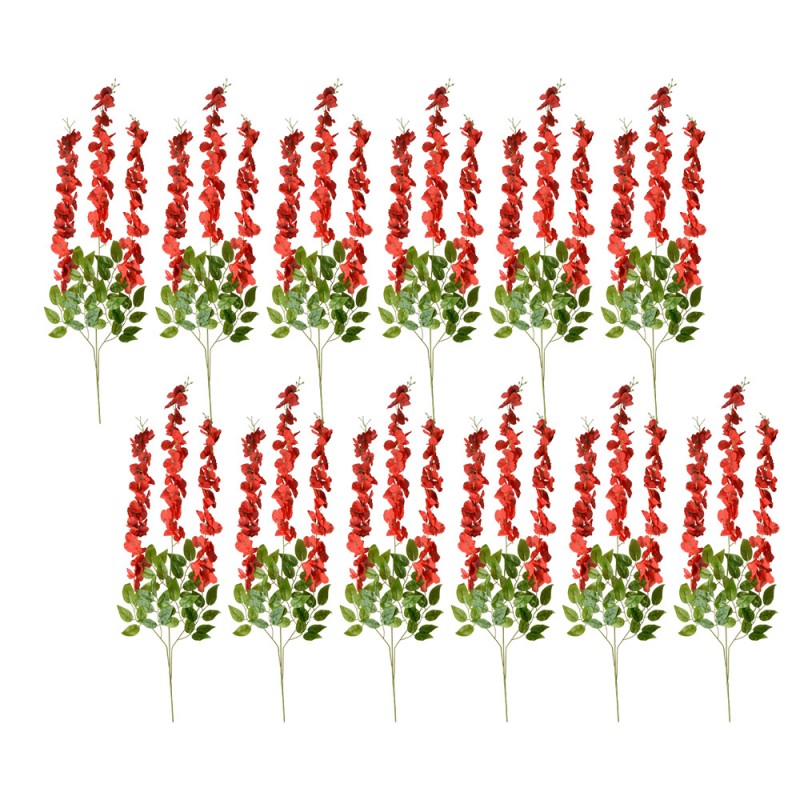 6PL0318R Fiore artificiale set di 12 110 cm Rosso Plastica