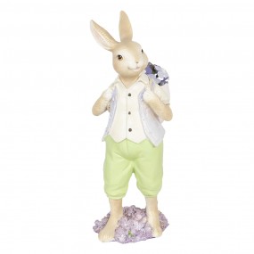 26PR3125 Figurine Rabbit 11x10x27 cm Beige Green Polyresin Home Accessories
