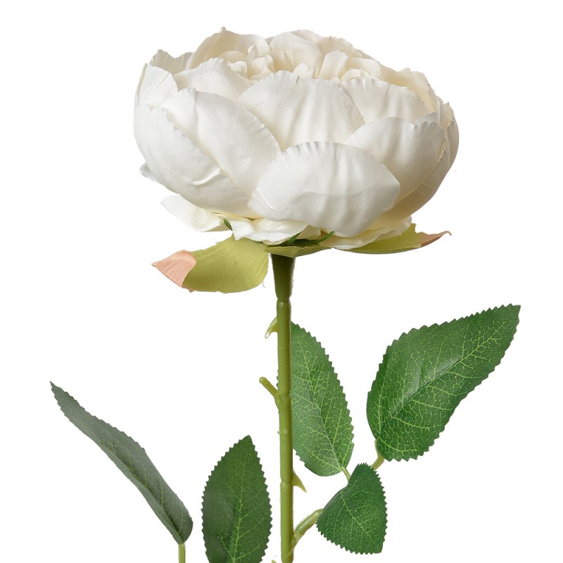 6PL0366W Artificial Flower Rose 62 cm White Plastic