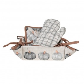 2CSP47 Bread Basket 35x35x8 cm Grey Cotton Pumpkin Square