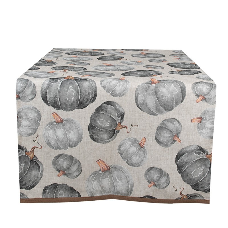 CSP64 Chemin de table 50x140 cm Gris Coton Citrouille