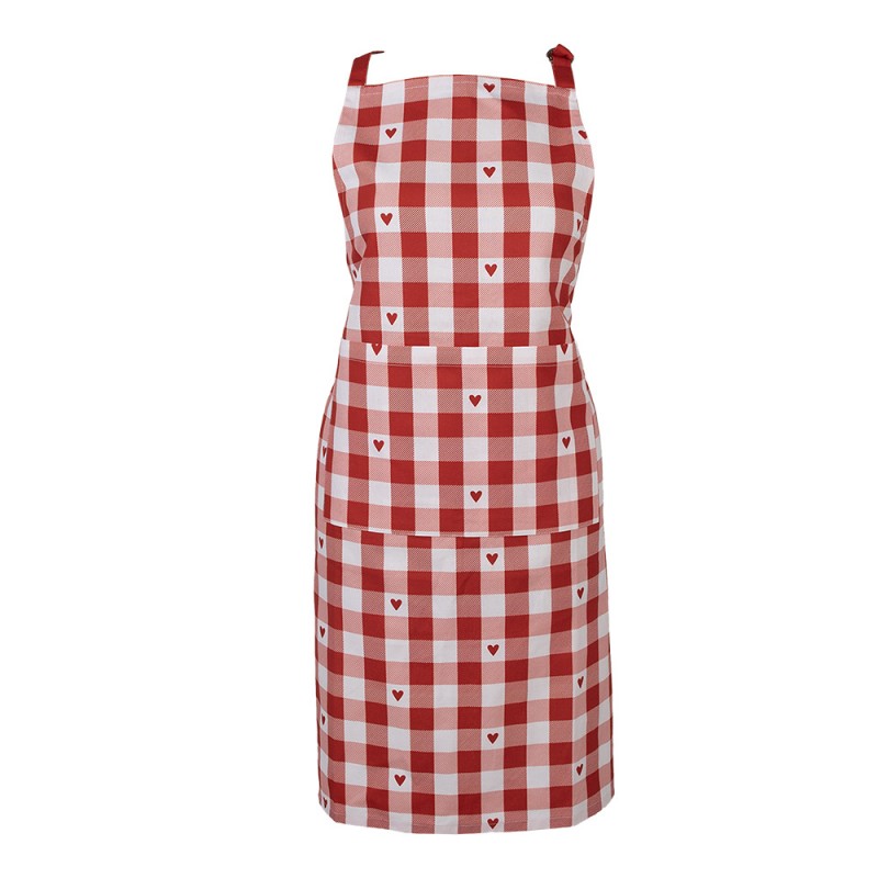 LVT41 Kitchen Apron 70x85 cm White Red Cotton Hearts Diamonds