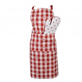 2LVT41 Kitchen Apron 70x85 cm White Red Cotton Hearts Diamonds