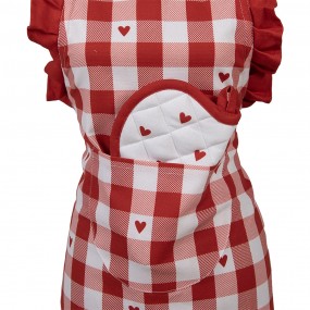 2LVT41K Kids' Apron 56x48 cm White Red Cotton Hearts